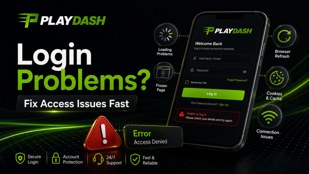 PlayDash login troubleshooting for loading errors, browser issues, cache problems and connection failures.