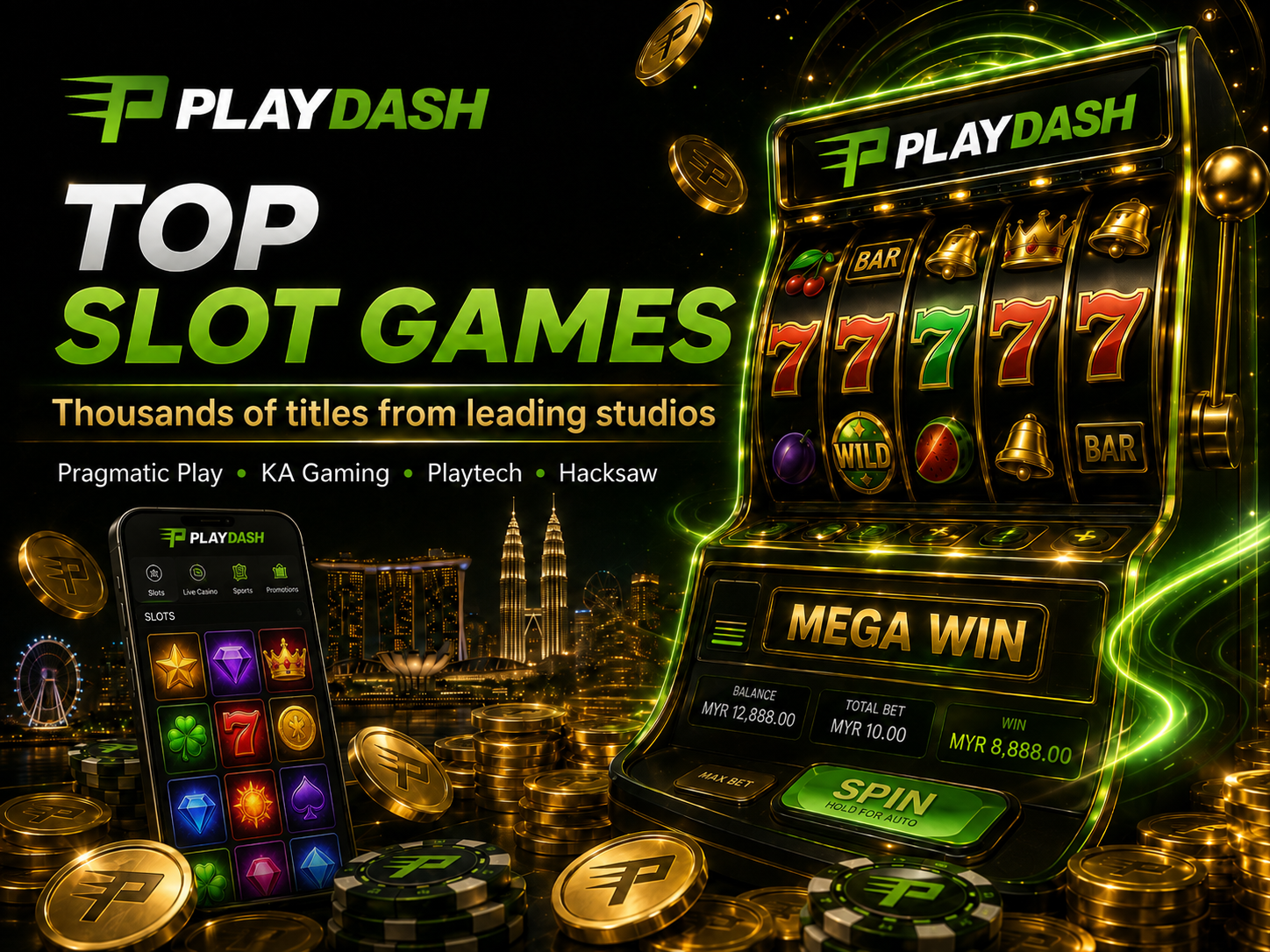 PlayDash slot games with Pragmatic Play, KA Gaming, Playtech and Hacksaw providers